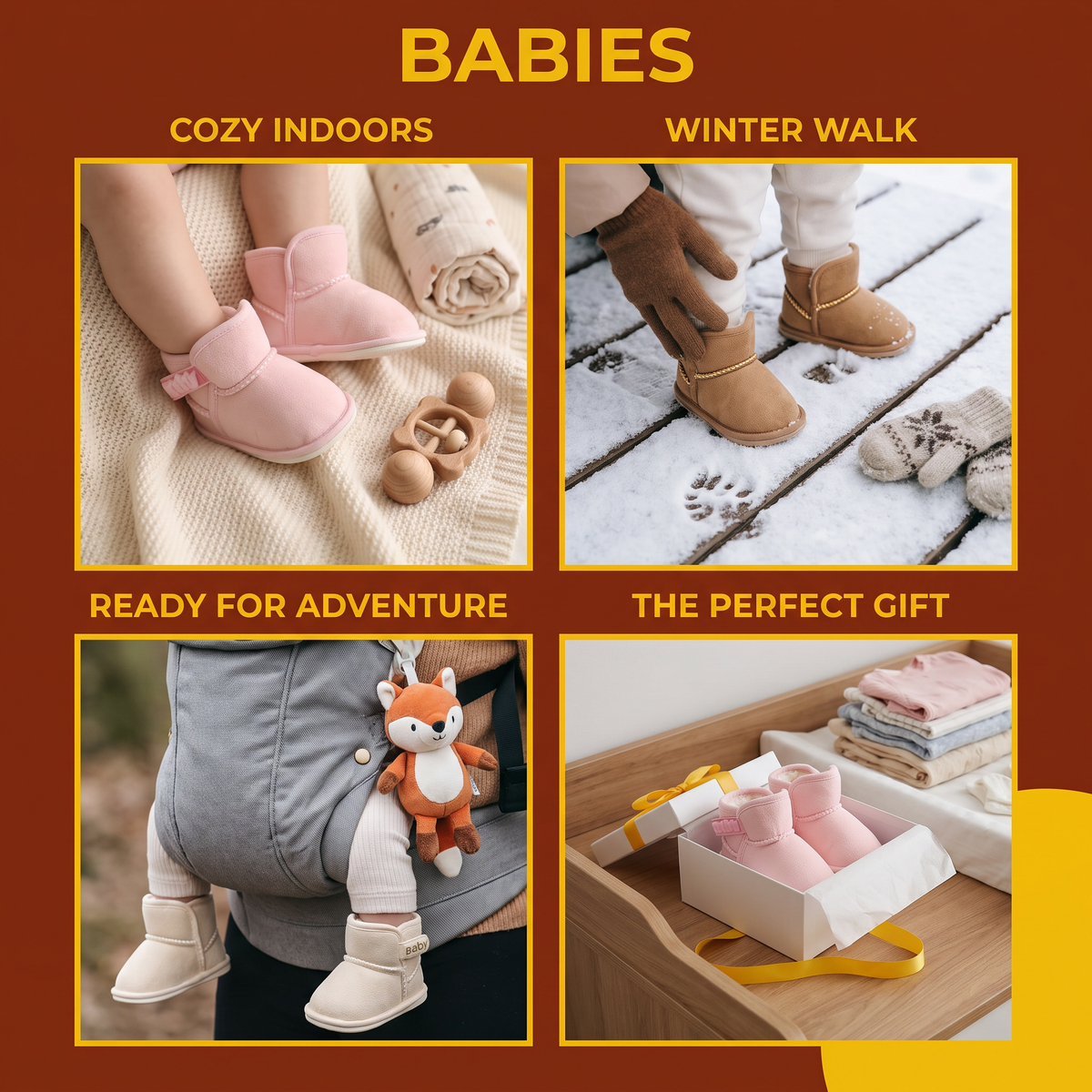 Fleece-Lined Baby Winter Boots with Soft, Non-Slip Soles