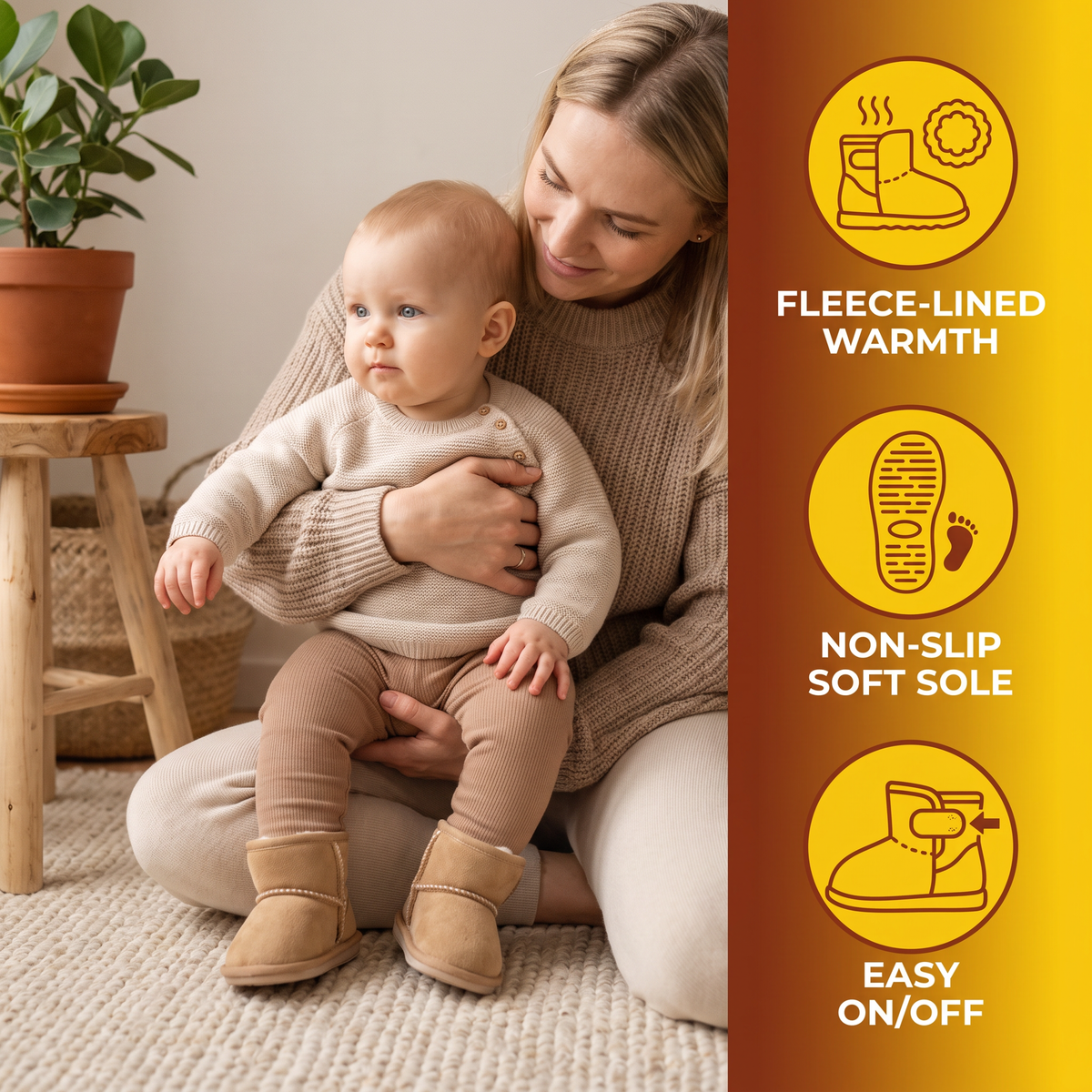 Fleece-Lined Baby Winter Boots with Soft, Non-Slip Soles