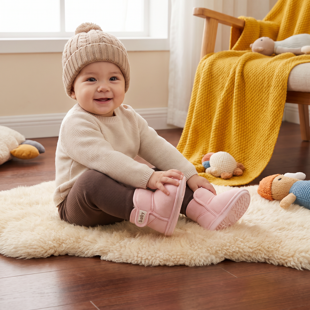 Fleece-Lined Baby Winter Boots with Soft, Non-Slip Soles