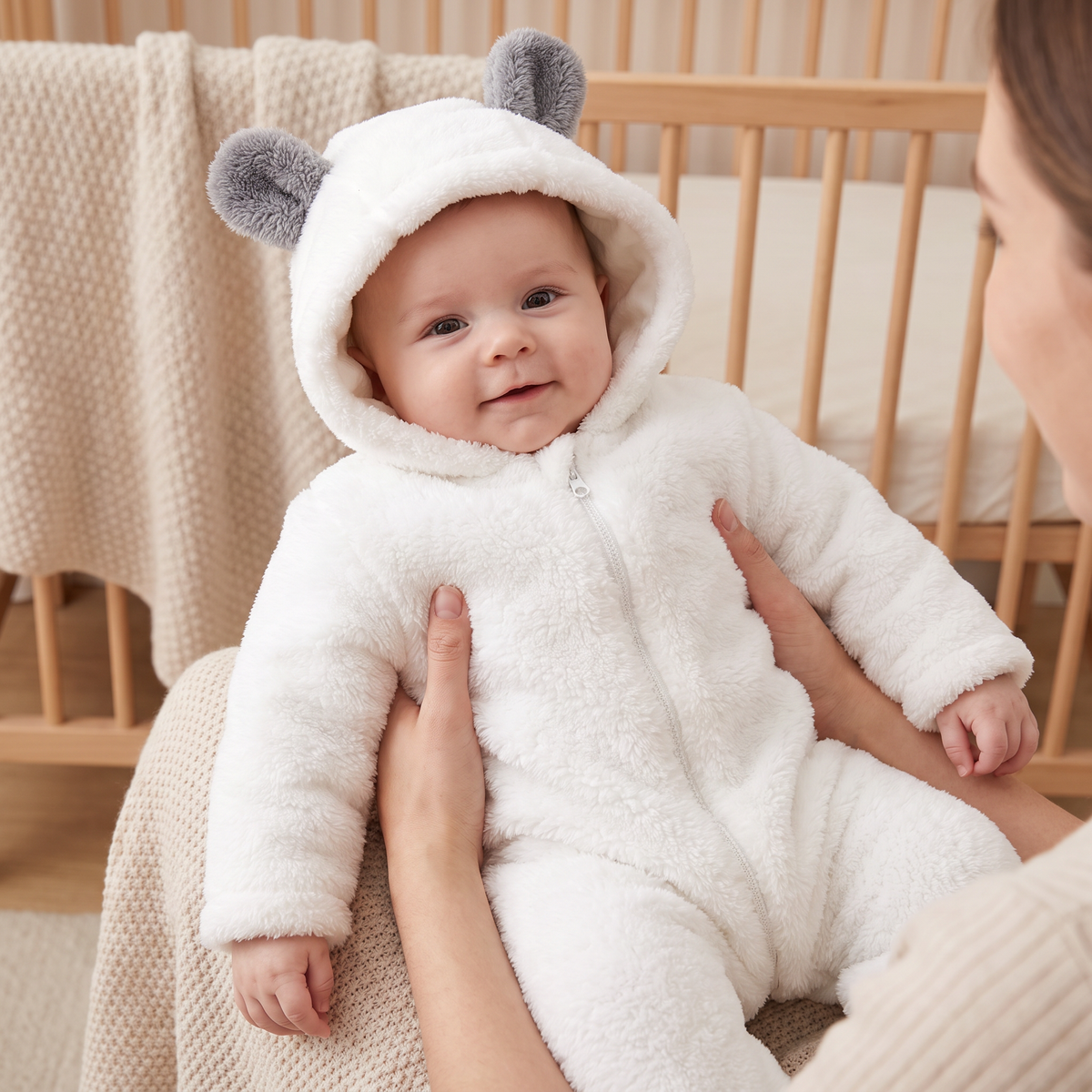 Soft & Cozy Baby Bear Hooded Jumpsuit