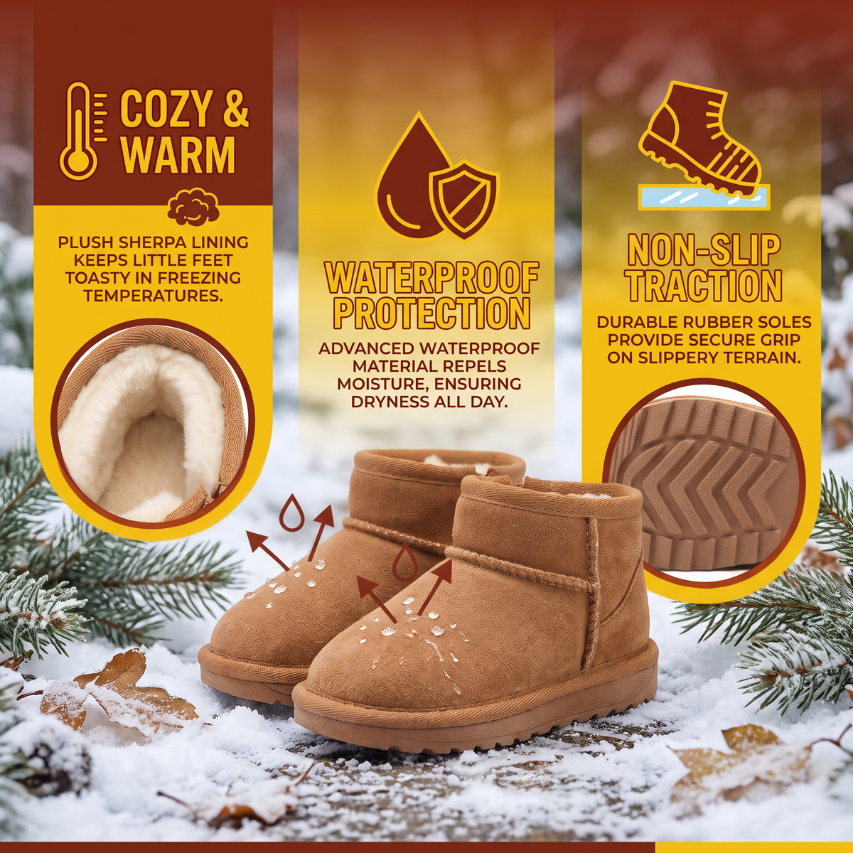 Cozy Waterproof Winter Boots with Non-Slip Soles