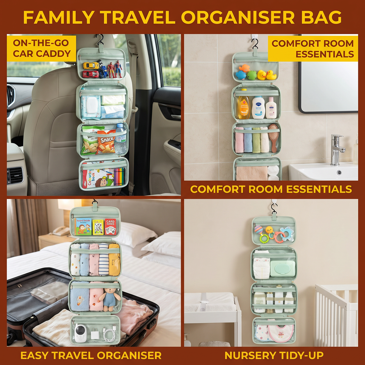 Family Travel Organizer Bag for Toys & Everyday Essentials