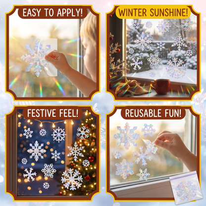Reusable Snowflake Suncatcher Window Stickers