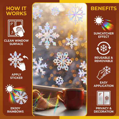 Reusable Snowflake Suncatcher Window Stickers