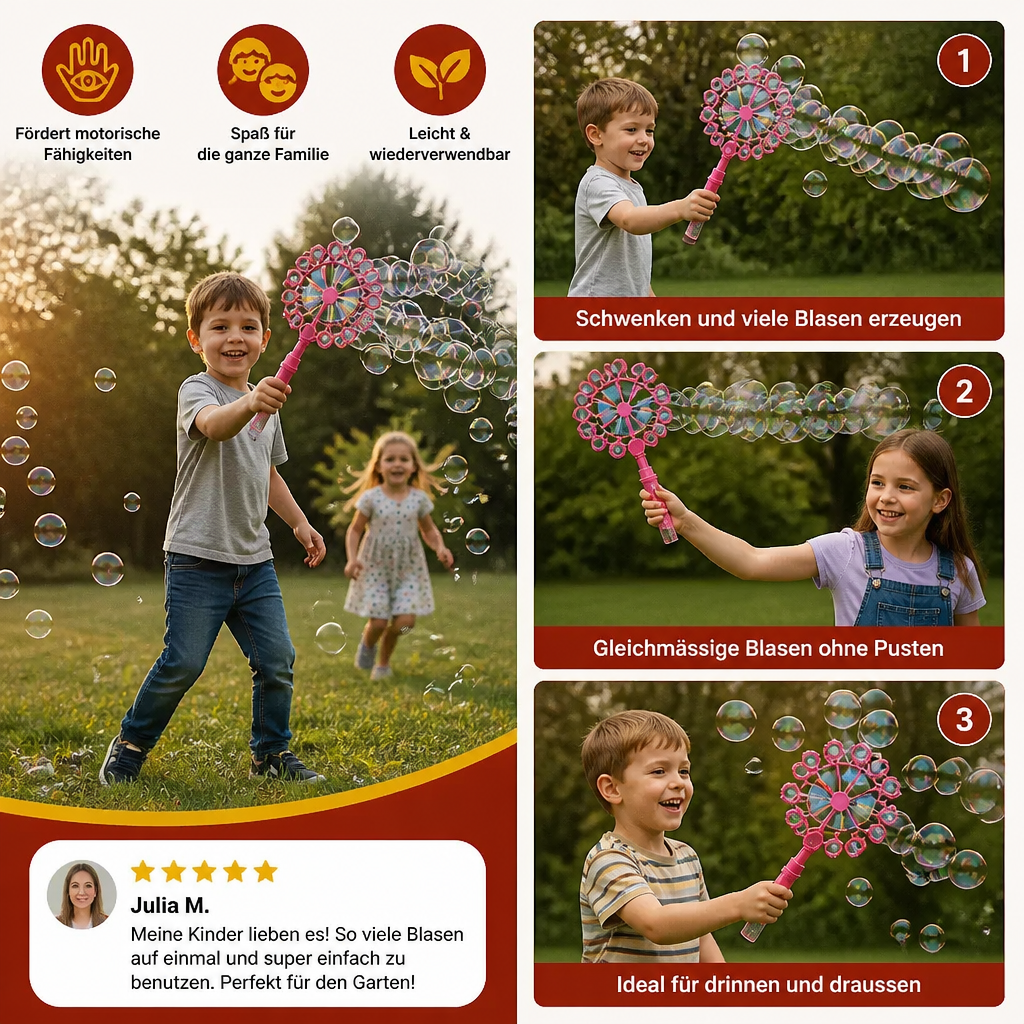 Kids Bubble Wand Toy Set with Windmill Design for Outdoor Fun
