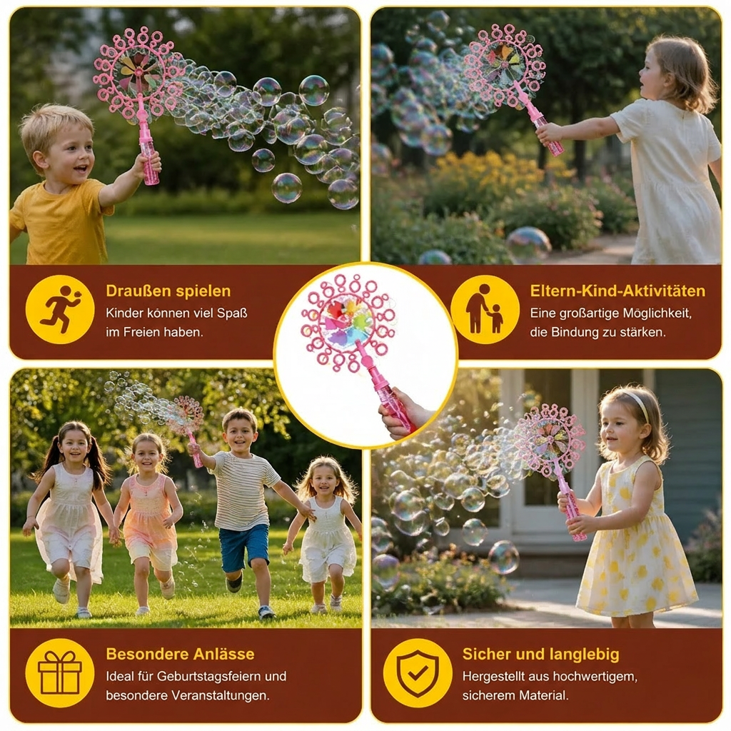 Kids Bubble Wand Toy Set with Windmill Design for Outdoor Fun