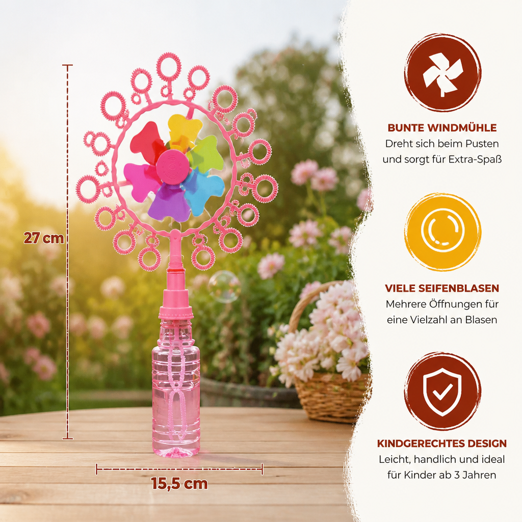 Kids Bubble Wand Toy Set with Windmill Design for Outdoor Fun