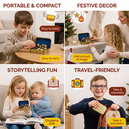 Mini Christmas Nativity Scene in a Box – Hand-Painted Nativity Figure Set