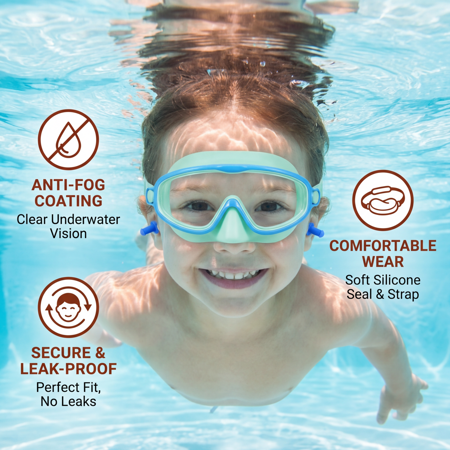 Practical Swimming Goggles for Kids – Anti-Fog, Secure Fit & Comfortable Wear
