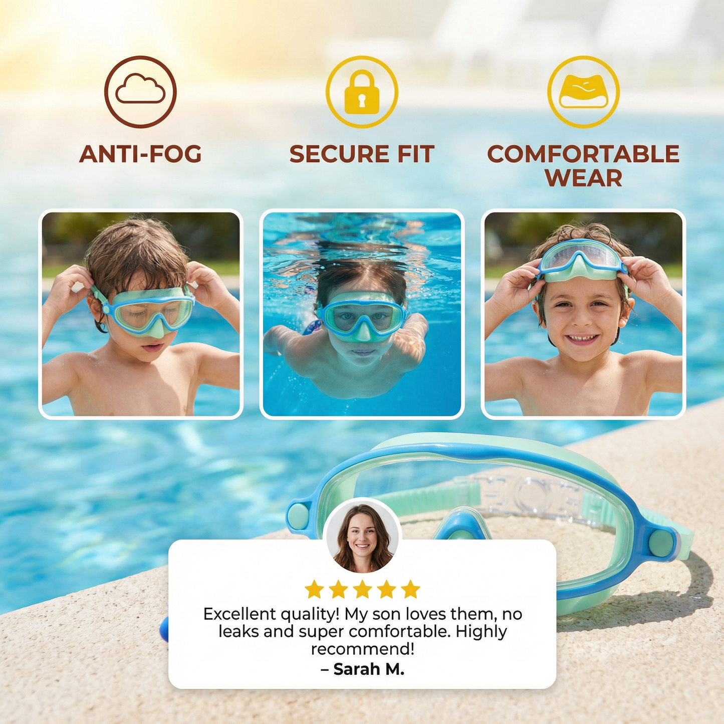 Practical Swimming Goggles for Kids – Anti-Fog, Secure Fit & Comfortable Wear