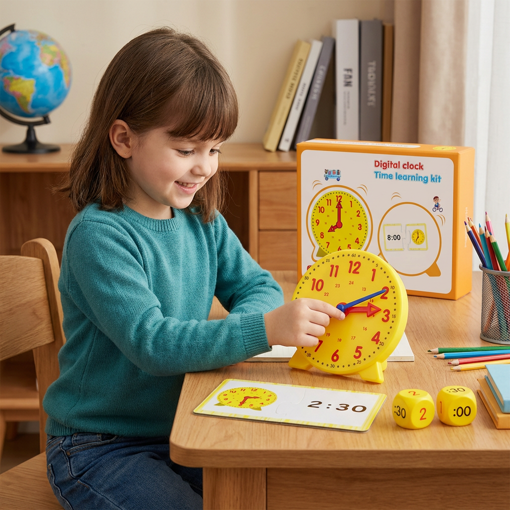 Learning Clock for Kids – Interactive Time Teaching Game with Cards & Dice