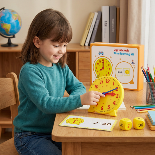 Learning Clock for Kids – Interactive Time Teaching Game with Cards & Dice