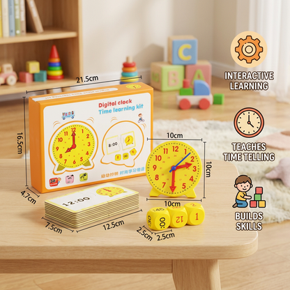 Learning Clock for Kids – Interactive Time Teaching Game with Cards & Dice