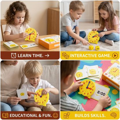 Learning Clock for Kids – Interactive Time Teaching Game with Cards & Dice