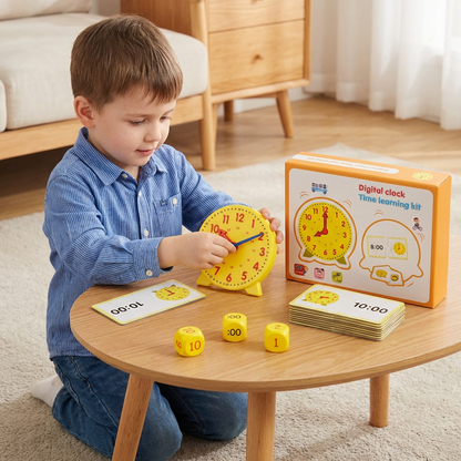 Learning Clock for Kids – Interactive Time Teaching Game with Cards & Dice
