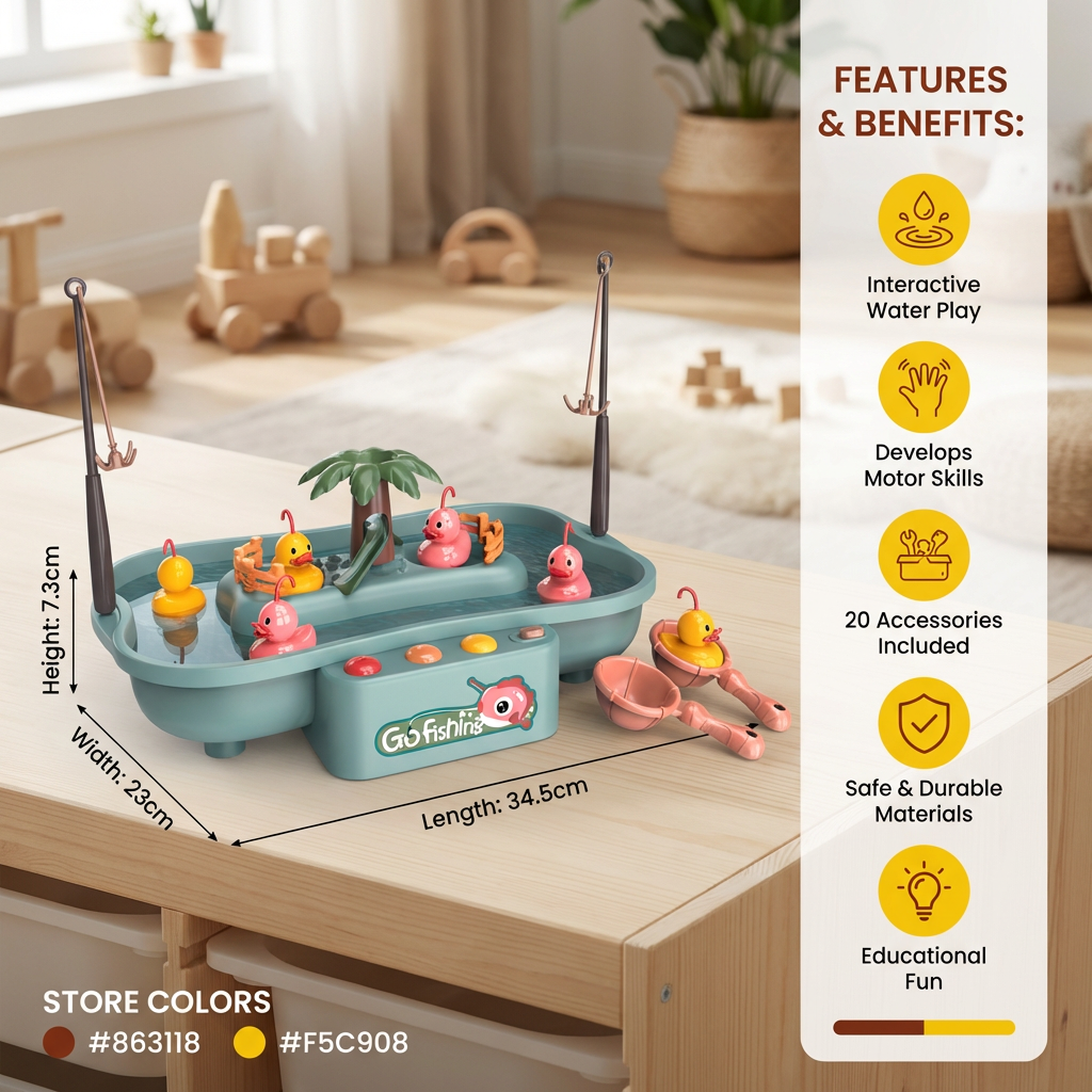 Interactive Fishing Game Toy for Kids – Water Play Set with Rods