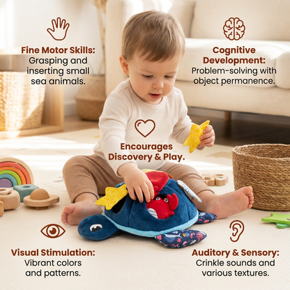Montessori Turtle Activity Toy – Soft Sensory Play for Kids