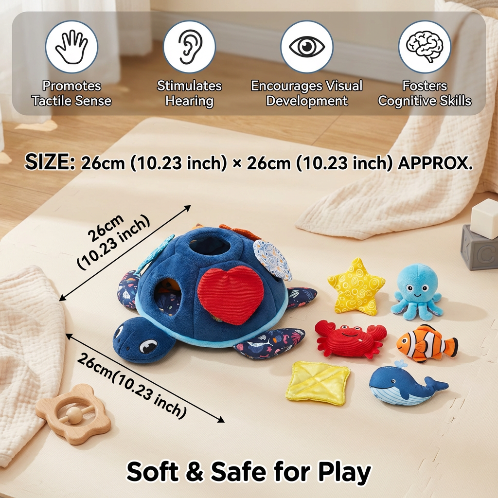Montessori Turtle Activity Toy – Soft Sensory Play for Kids