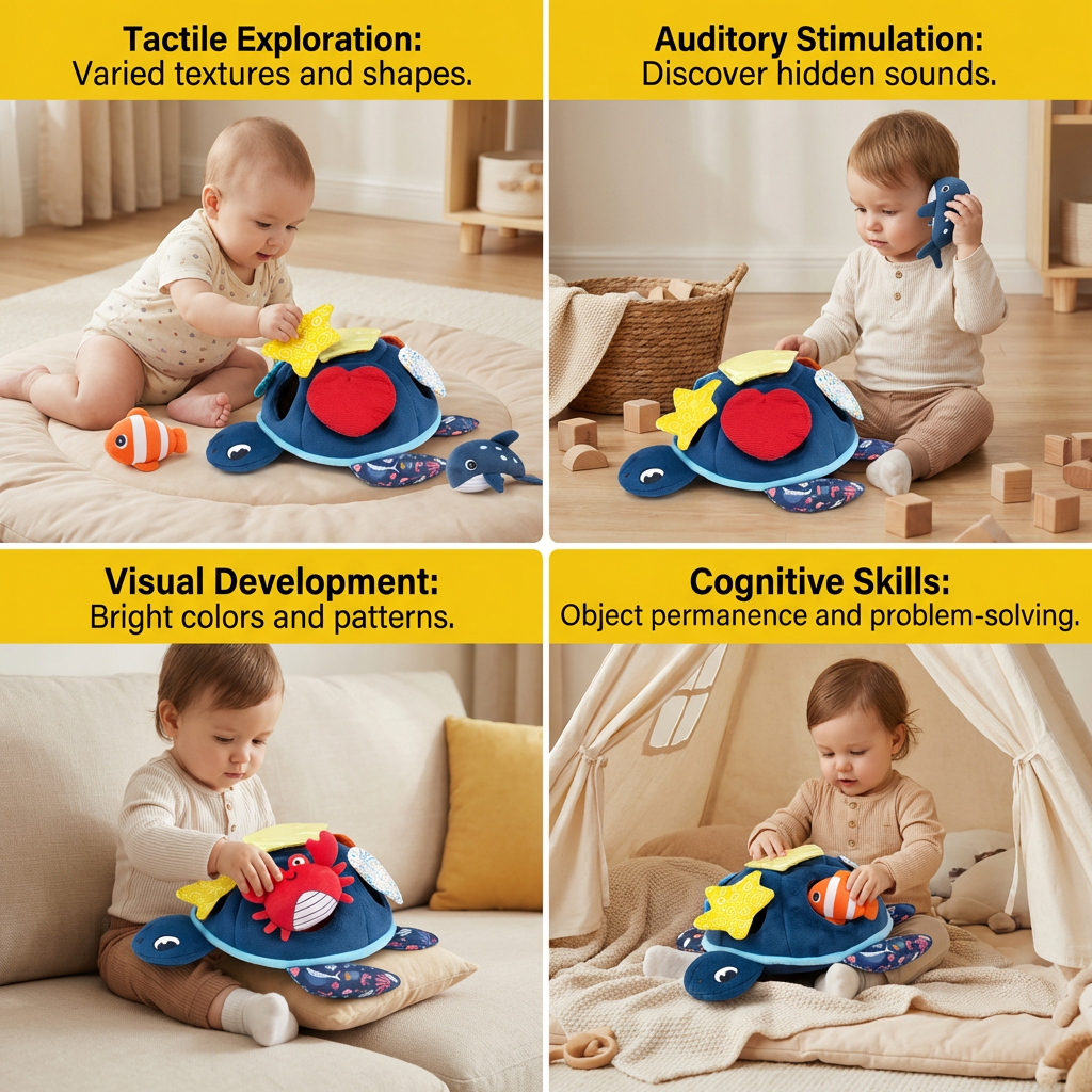 Montessori Turtle Activity Toy – Soft Sensory Play for Kids