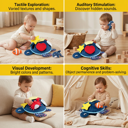 Montessori Turtle Activity Toy – Soft Sensory Play for Kids