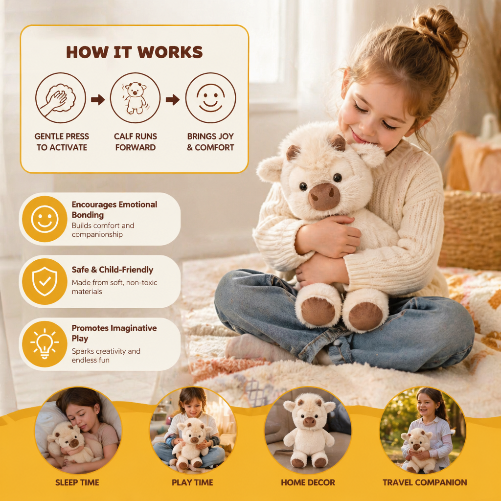 Running Calf Plush Toy – Soft Cartoon Stuffed Animal & Soothing Companion for Kids