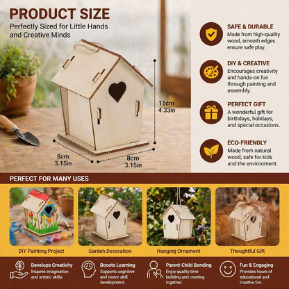 Colorful DIY Wooden Birdhouse Kit for Kids – Paint & Craft Set