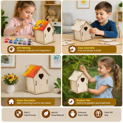 Colorful DIY Wooden Birdhouse Kit for Kids – Paint & Craft Set
