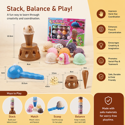 Creative Ice Cream Stacking Game – Fun Balance Game for Kids, Builds Dexterity & Encourages Playful Learning