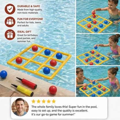 Inflatable Pool Tic-Tac-Toe Game Set – Water Party Game with Balls & Pump