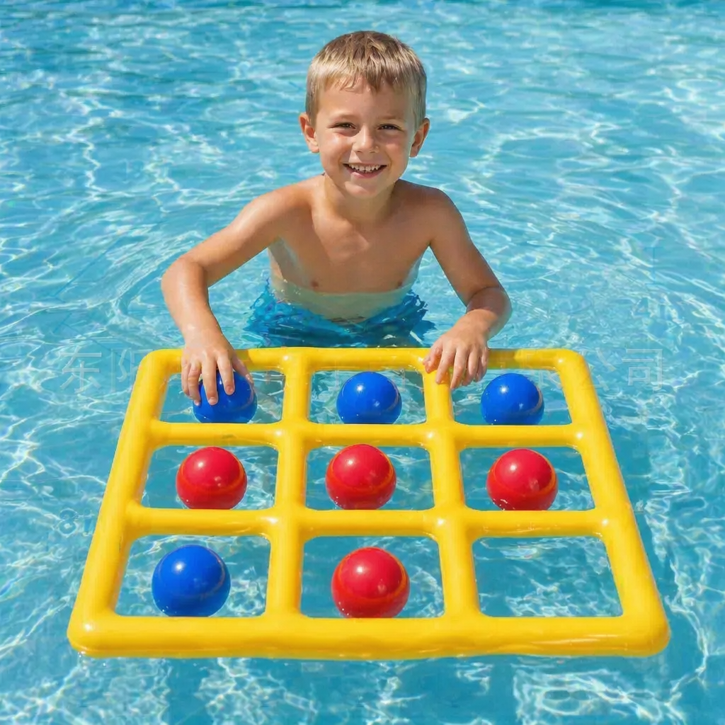 Inflatable Pool Tic-Tac-Toe Game Set – Water Party Game with Balls & Pump