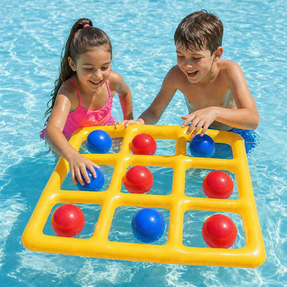 Inflatable Pool Tic-Tac-Toe Game Set – Water Party Game with Balls & Pump