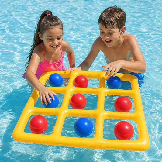 Inflatable Pool Tic-Tac-Toe Game Set – Water Party Game with Balls & Pump