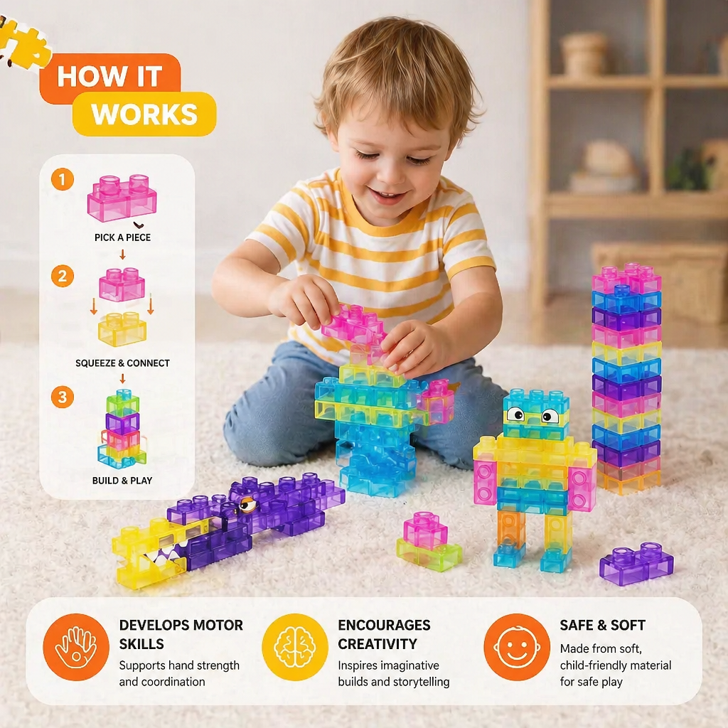 Sensory Soft Building Blocks for Kids – Soft, Squeezable Learning Blocks for Play & Fun
