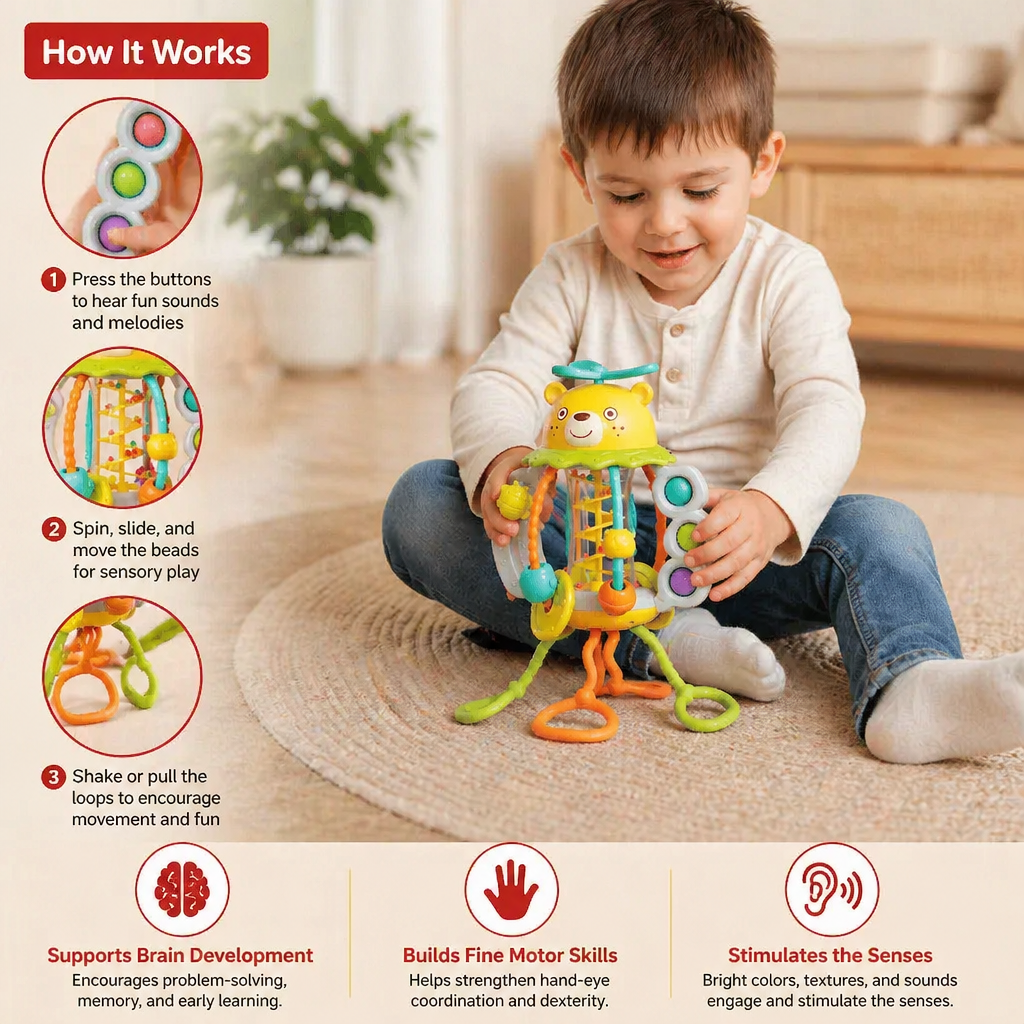 Pull-Along Baby Rattle – Cute Educational Toy for Early Development