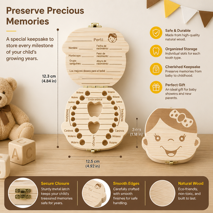 Wooden Baby Tooth Box – Kids Milk Teeth Storage & Keepsake Organizer