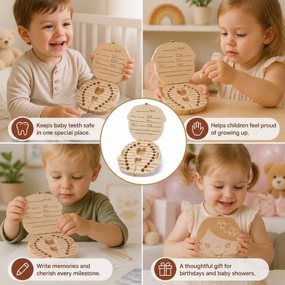 Wooden Baby Tooth Box – Kids Milk Teeth Storage & Keepsake Organizer