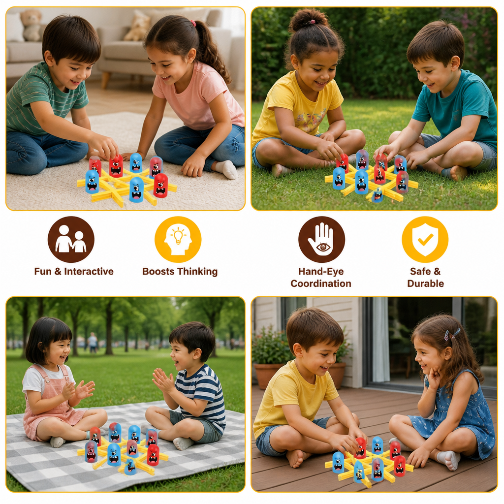 Monster Tic-Tac-Toe Board Game for Kids – Fun 2-Player Strategy Game
