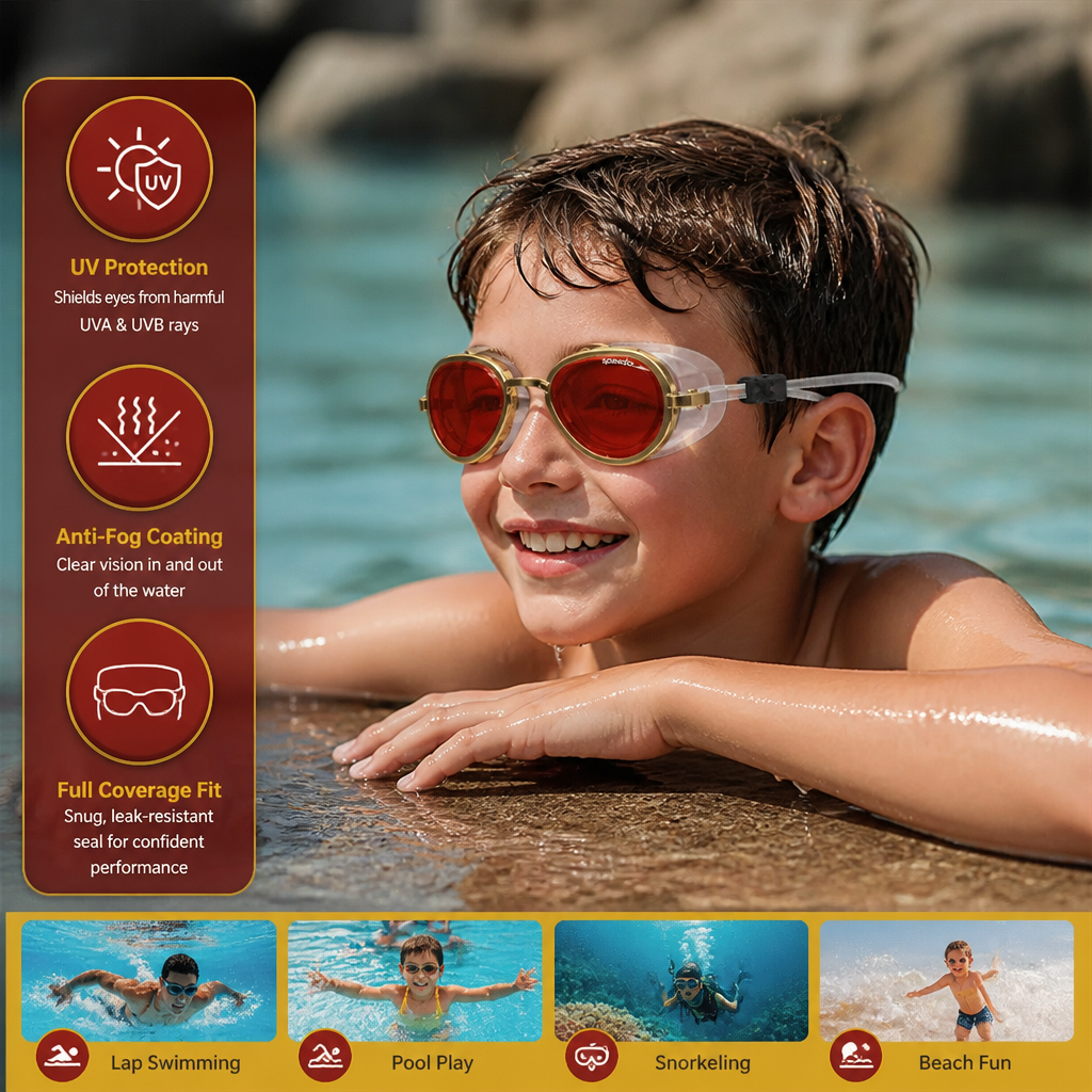 Pro Aviator Swim Goggles – UV400 Protection, Anti-Fog & Full Coverage Fit