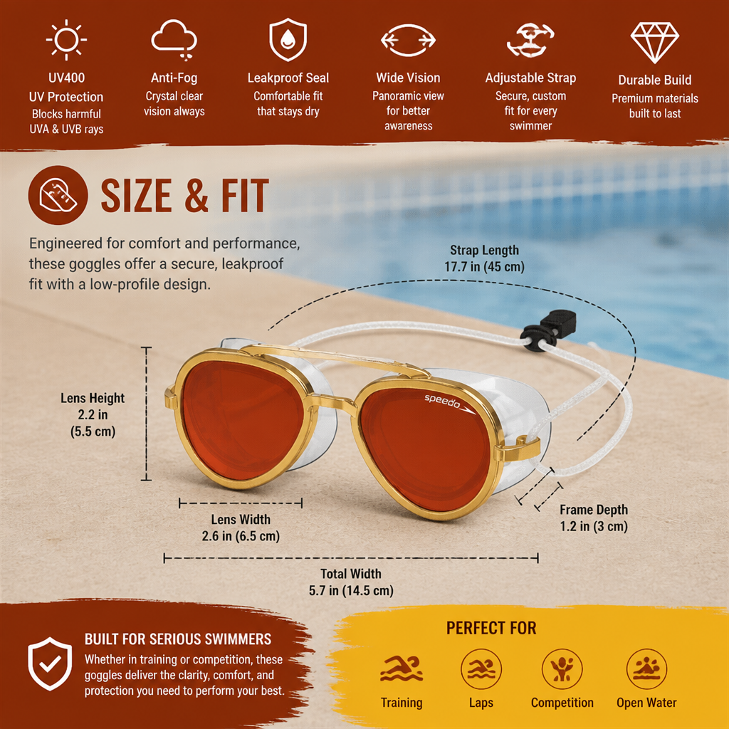Pro Aviator Swim Goggles – UV400 Protection, Anti-Fog & Full Coverage Fit