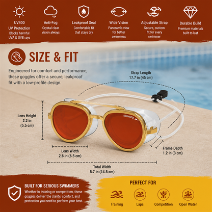 Pro Aviator Swim Goggles – UV400 Protection, Anti-Fog & Full Coverage Fit