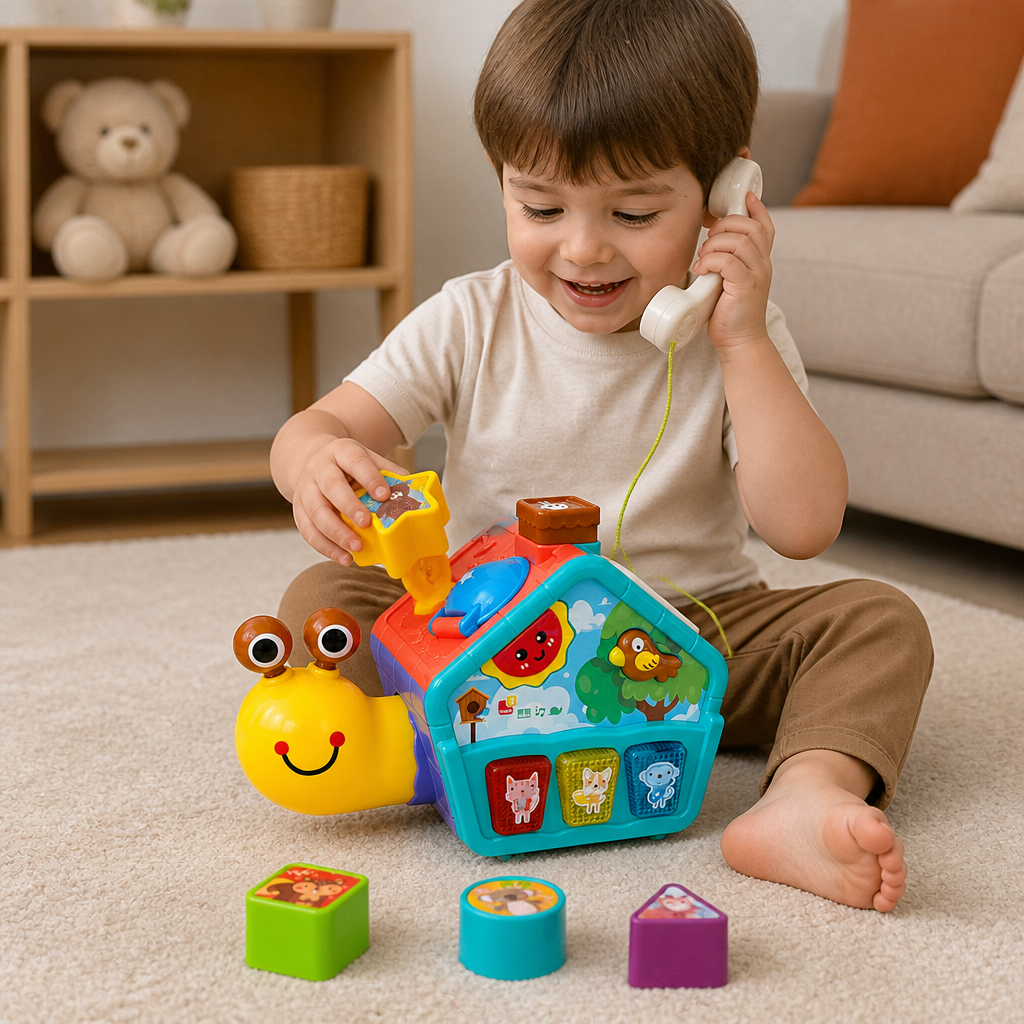Baby Snail Learning Toy with Phone, Shape Sorter & Animal Sounds