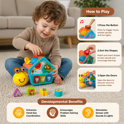Baby Snail Learning Toy with Phone, Shape Sorter & Animal Sounds