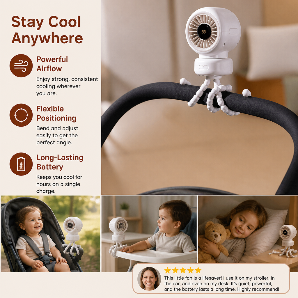 Portable Clip-On Mini Fan for Stroller Crib and Everyday Use