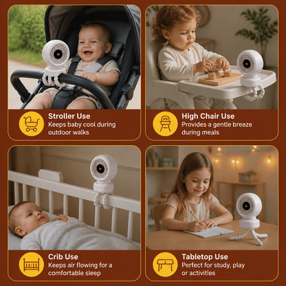Portable Clip-On Mini Fan for Stroller Crib and Everyday Use