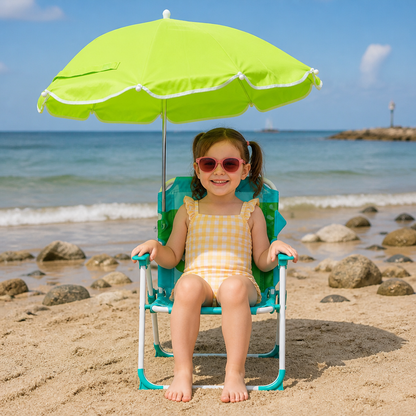 Foldable Kids Beach Chair with Umbrella and Dino Design
