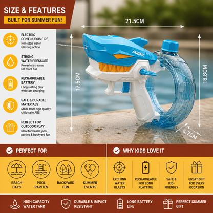 Electric Shark Water Gun for Kids – Fully Automatic Water Blaster for Hot Summer Fun