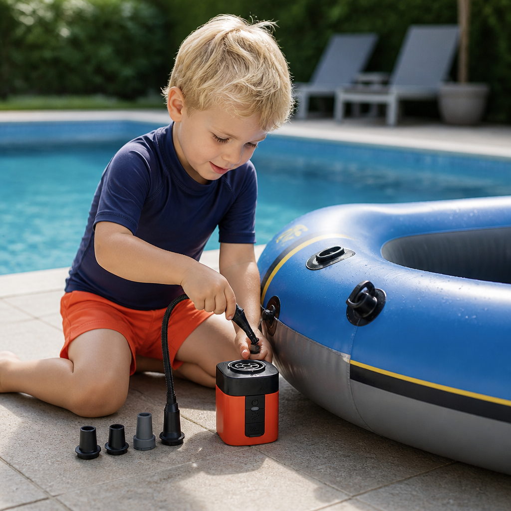 Portable Mini Air Pump with LED Light – Fast Inflate & Deflate