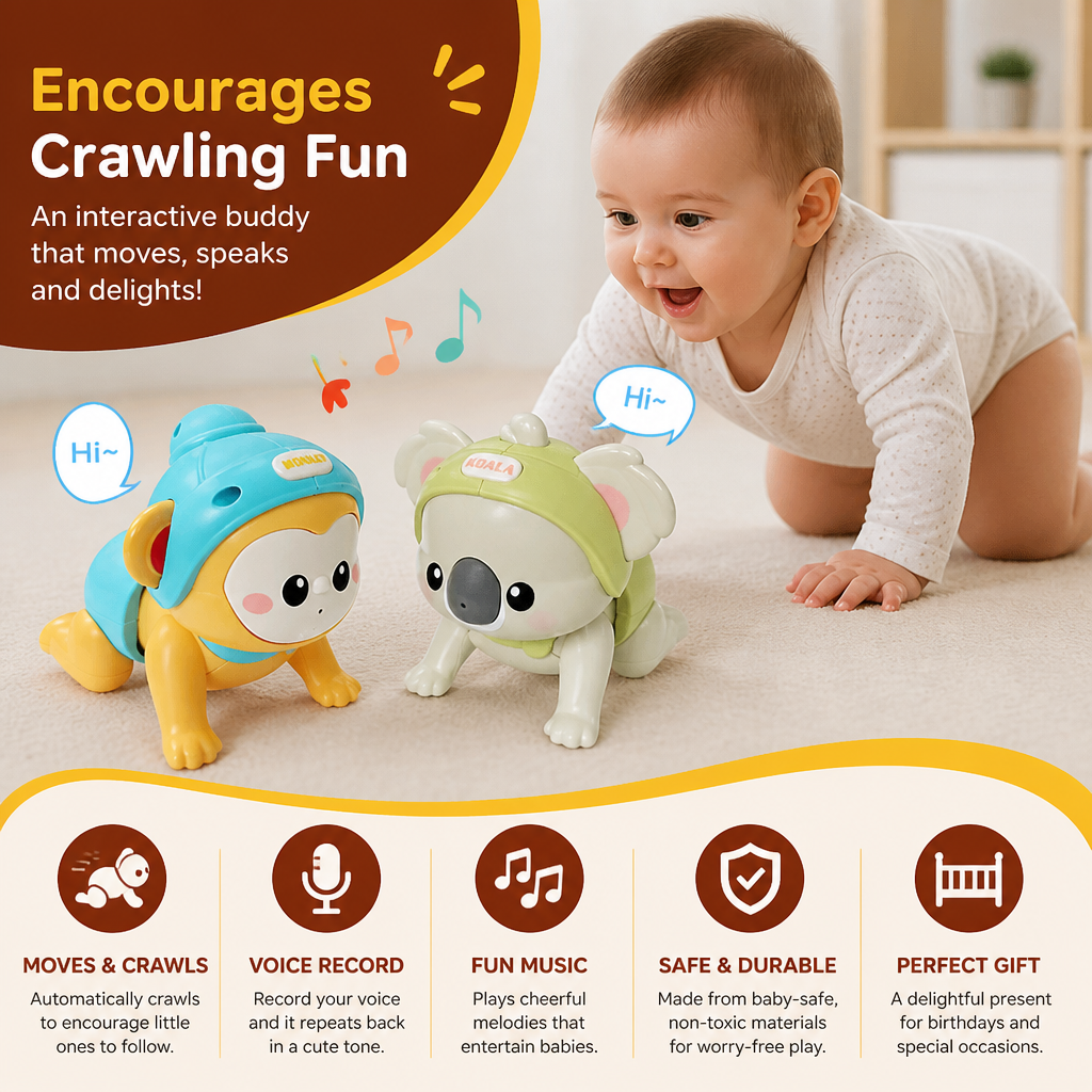Interactive Crawling Baby Toy with Music & Voice Recording