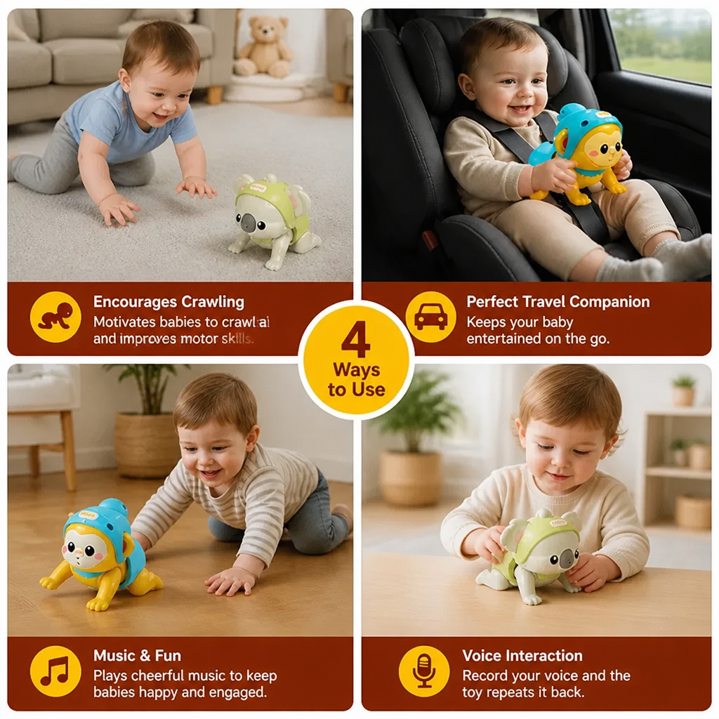 Interactive Crawling Baby Toy with Music & Voice Recording