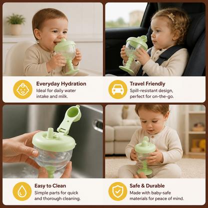 Spill-Proof Baby Straw Training Cup